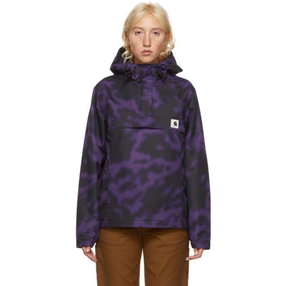 CARHARTT WIP FLEECE LINED PULLOVER JACKET/CAMO BLUR & PURPLE/WOMEN’S LARGE